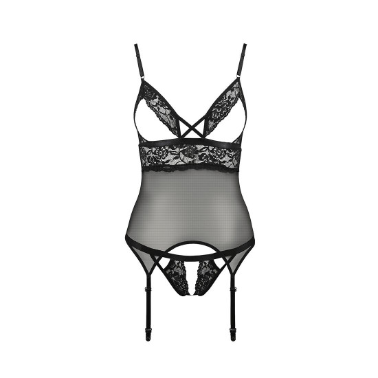 Корсет з відкритими грудьми DIABOLINA CORSET black XXL/XXXL - Passion, пажі, трусики, напівпрозорий Корсет з відкритими грудьми DIABOLINA CORSET black XXL/XXXL - Passion, пажі, трусики, напівпрозорий