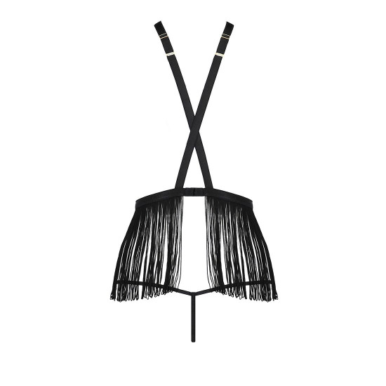Комплект білизни INDRA SET OpenBra black XXL/XXXL - Passion Exclusive: стрінги, портупея з бахромою Комплект білизни INDRA SET OpenBra black XXL/XXXL - Passion Exclusive: стрінги, портупея з бахромою