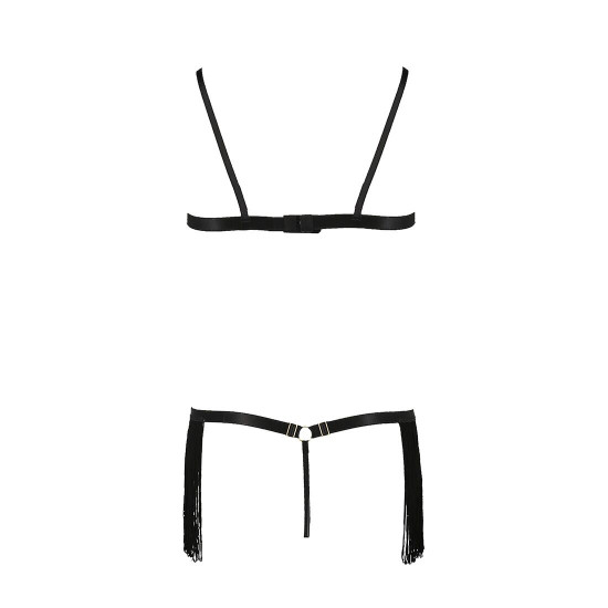 Комплект білизни KASSANDRA SET OpenBra black L/XL - Passion Exclusive: ліф з бахромою, трусики-спідн Комплект білизни KASSANDRA SET OpenBra black L/XL - Passion Exclusive: ліф з бахромою, трусики-спідн