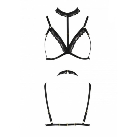 Бюстгальтер-стрепи з чокером SHELLY BRA black S/M - Passion Exclusive Бюстгальтер-стрепи з чокером SHELLY BRA black S/M - Passion Exclusive