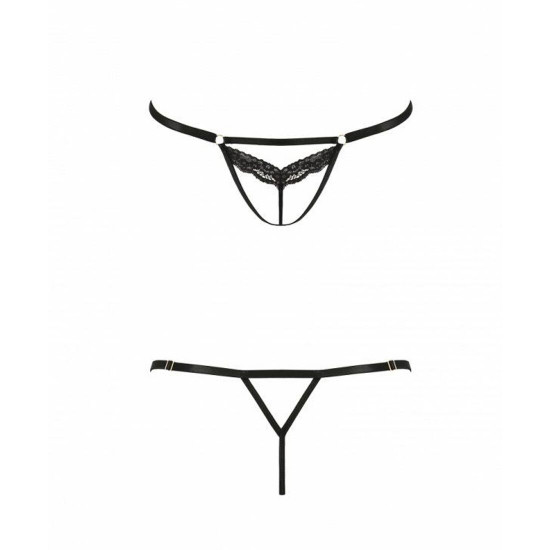 Відверті трусики-стрепи з мереживом Passion Exclusive SOLON THONG L/XL black Відверті трусики-стрепи з мереживом Passion Exclusive SOLON THONG L/XL black