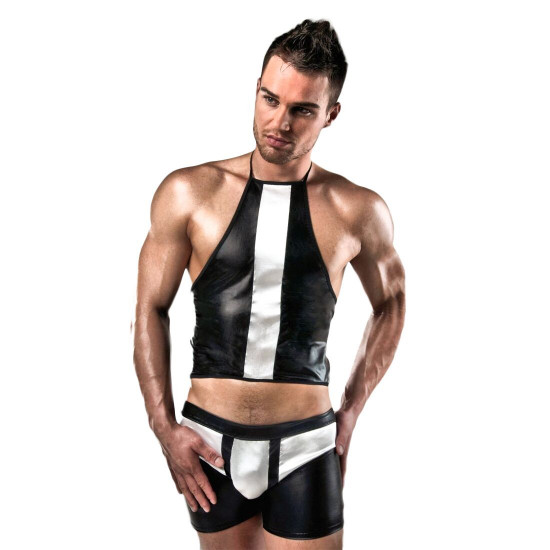 Розпродаж!!! Комплект білизни Passion 018 SET XXL/XXXL, чорні шортики і топік з білими елементами Розпродаж!!! Комплект білизни Passion 018 SET XXL/XXXL, чорні шортики і топік з білими елементами
