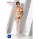 Еротичні колготки-бодістокінг Passion S013 white, імітація високих ажурних панчох та пояса Еротичні колготки-бодістокінг Passion S013 white, імітація високих ажурних панчох та пояса