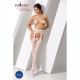 Еротичні колготки-бодістокінг Passion S014 white, імітація панчох у сіточку та пояси Еротичні колготки-бодістокінг Passion S014 white, імітація панчох у сіточку та пояси