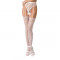 Сітчасті панчохи-стокінги Passion S016 One Size, White, імітація ажурного пояса з гартерами