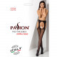 Еротичні колготки-бодістокінг Passion S018 black, імітація панчох з вертикальними смужками та пояс Еротичні колготки-бодістокінг Passion S018 black, імітація панчох з вертикальними смужками та пояс