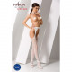 Еротичні колготки-бодістокінг Passion S018 white, імітація панчох з вертикальними смужками та пояс Еротичні колготки-бодістокінг Passion S018 white, імітація панчох з вертикальними смужками та пояс