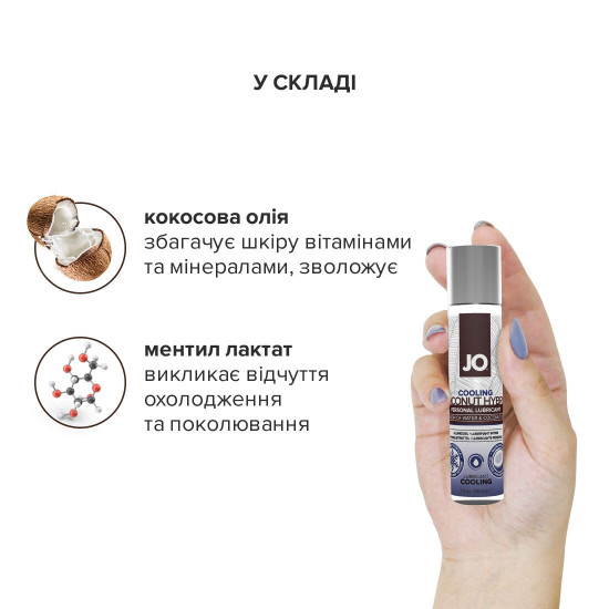 Охолоджувальний крем-змазка з кокосовим маслом System JO Silicone Free Hybrid COOLING (30 мл) біла Охолоджувальний крем-змазка з кокосовим маслом System JO Silicone Free Hybrid COOLING (30 мл) біла