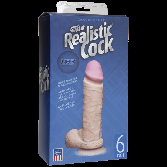 Фалоімітатор Doc Johnson The Realistic Cock 6 inch White – ULTRASKYN, Vack-U-Lock, діаметр 4,3 см Фалоімітатор Doc Johnson The Realistic Cock 6 inch White – ULTRASKYN, Vack-U-Lock, діаметр 4,3 см