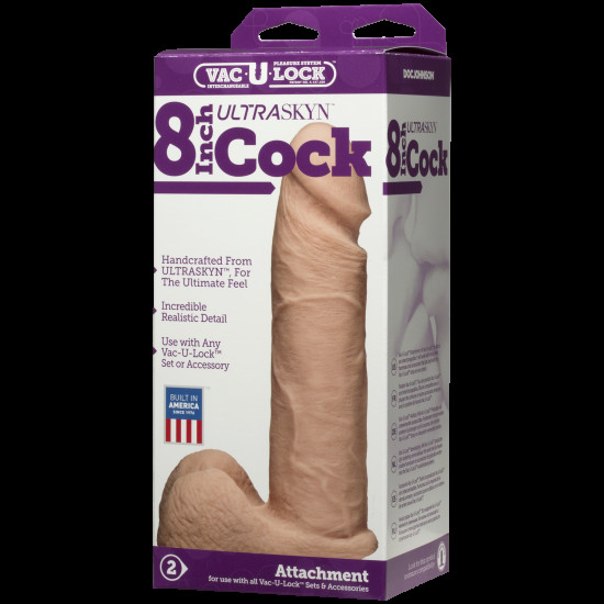 Фалоімітатор Doc Johnson Vac-U-Lock - 8 Inch ULTRASKYN Cock White, діаметр 5,1 см Фалоімітатор Doc Johnson Vac-U-Lock - 8 Inch ULTRASKYN Cock White, діаметр 5,1 см