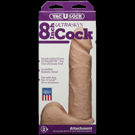 Фалоімітатор Doc Johnson Vac-U-Lock - 8 Inch ULTRASKYN Cock White, діаметр 5,1 см Фалоімітатор Doc Johnson Vac-U-Lock - 8 Inch ULTRASKYN Cock White, діаметр 5,1 см