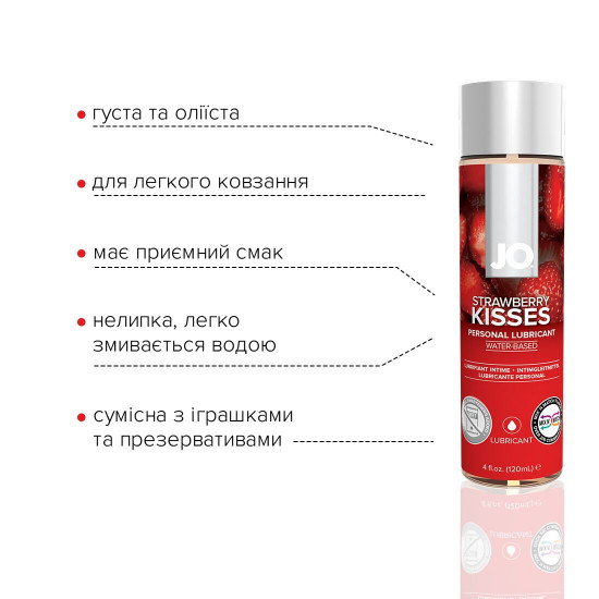 Змазка на водній основі System JO H2O — Strawberry Kiss (120 мл) без цукру, рослинний гліцерин Змазка на водній основі System JO H2O — Strawberry Kiss (120 мл) без цукру, рослинний гліцерин