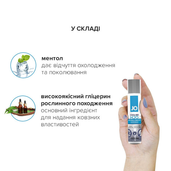 Охолоджувальна змазка на водній основі System JO H2O COOLING (60 мл) з ментолом, рослинний гліцерин Охолоджувальна змазка на водній основі System JO H2O COOLING (60 мл) з ментолом, рослинний гліцерин