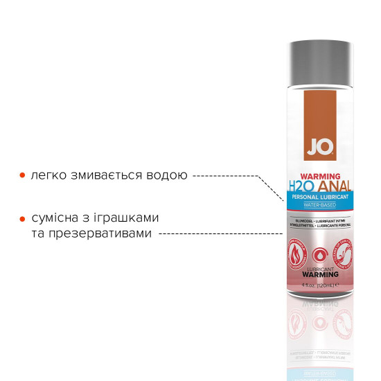 Анальна змазка System JO ANAL H2O — WARMING (120 мл), розігрівальна, на водній основі Анальна змазка System JO ANAL H2O — WARMING (120 мл), розігрівальна, на водній основі