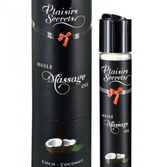 Масажна олія Plaisirs Secrets Coconut (59 мл) з афродизіаками, їстівна, подарункова упаковка Масажна олія Plaisirs Secrets Coconut (59 мл) з афродизіаками, їстівна, подарункова упаковка