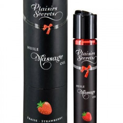 Масажна олія Plaisirs Secrets Strawberry (59 мл) з афродизіаками, їстівна, подарункова упаковка