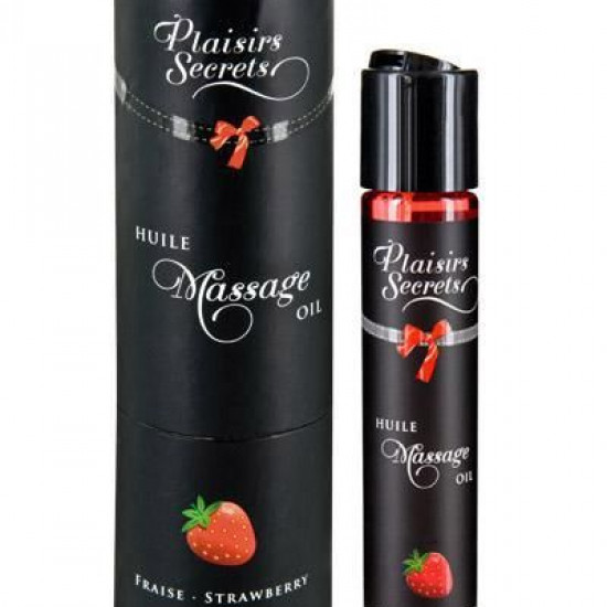 Масажна олія Plaisirs Secrets Strawberry (59 мл) з афродизіаками, їстівна, подарункова упаковка Масажна олія Plaisirs Secrets Strawberry (59 мл) з афродизіаками, їстівна, подарункова упаковка