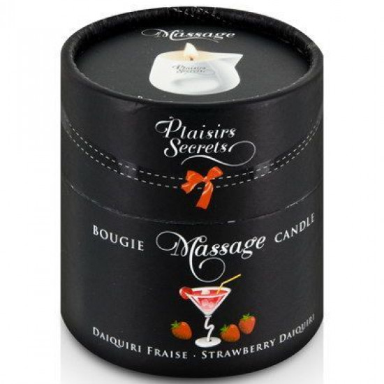 Масажна свічка Plaisirs Secrets Strawberry Daiquiri (80 мл) подарункове паковання, керамічний посуд Масажна свічка Plaisirs Secrets Strawberry Daiquiri (80 мл) подарункове паковання, керамічний посуд