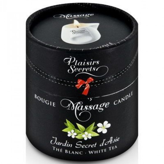 Масажна свічка Plaisirs Secrets White Tea (80 мл) подарункова упаковка, керамічний посуд Масажна свічка Plaisirs Secrets White Tea (80 мл) подарункова упаковка, керамічний посуд