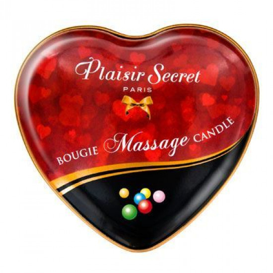 Массажная свеча-сердечко Plaisirs Secrets Bubble Gum (35 мл)