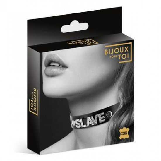 Чокер зі стразами Bijoux Pour Toi - SLAVE, натуральна шкіра Чокер зі стразами Bijoux Pour Toi - SLAVE, натуральна шкіра