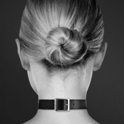 Чокер з кільцем для повідця Bijoux Pour Toi - FETISH Black, екошкіра