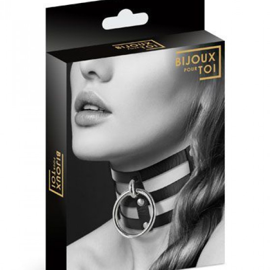 Чокер потрійний з кільцем для повідця Bijoux Pour Toi - FETISH, екошкіра Чокер потрійний з кільцем для повідця Bijoux Pour Toi - FETISH, екошкіра