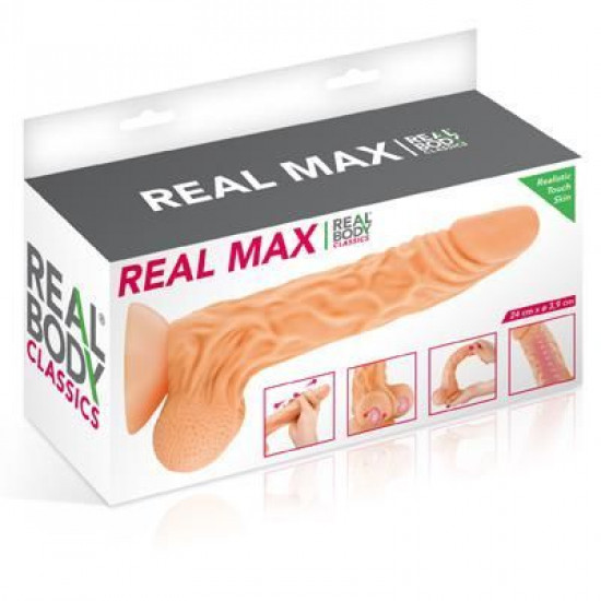 Фалоімітатор із рухомою крайньою плоттю Real Body — Real Max, діаметр 4,3 см, TPE Фалоімітатор із рухомою крайньою плоттю Real Body — Real Max, діаметр 4,3 см, TPE