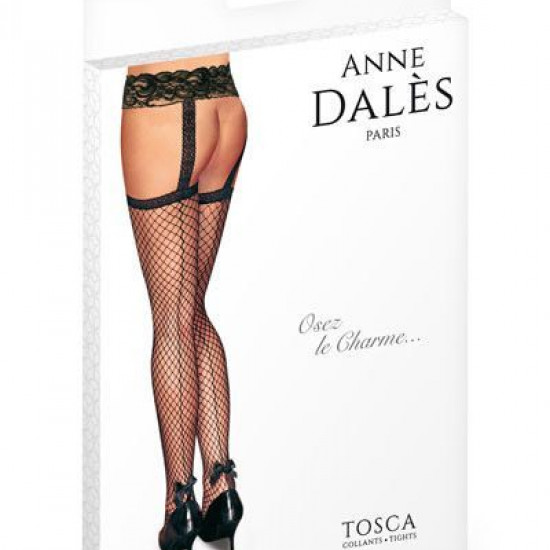 Панчохи з поясом Anne De Ales TOSCA T4 Black, середня сіточка, позаду стрілки, мереживний пояс Панчохи з поясом Anne De Ales TOSCA T4 Black, середня сіточка, позаду стрілки, мереживний пояс