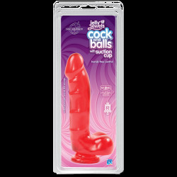 Фалоімітатор Doc Johnson Jelly Jewels Cock&Balls Red, діаметр 3,6 см, антибактеріальний ПВХ
