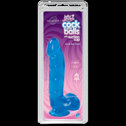 Фалоімітатор Doc Johnson Jelly Jewels Cock & Balls Blue, діаметр 3,6 см, антибактеріальний ПВХ