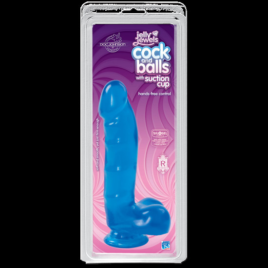 Фалоімітатор Doc Johnson Jelly Jewels Cock & Balls Blue, діаметр 3,6 см, антибактеріальний ПВХ Фалоімітатор Doc Johnson Jelly Jewels Cock & Balls Blue, діаметр 3,6 см, антибактеріальний ПВХ