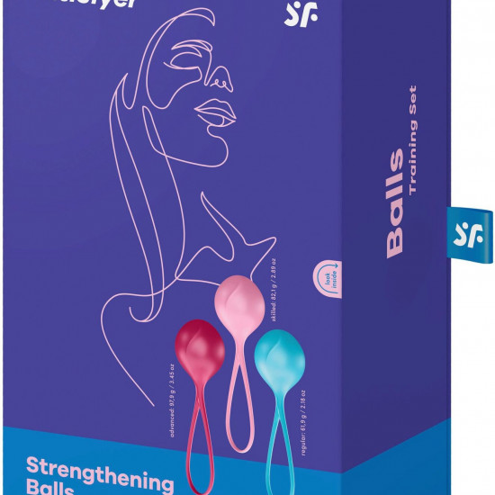 Вагінальні кульки Satisfyer Strengthening Balls (3шт), діаметр 3,8 см, маса 62-82-98г, монолітні Вагінальні кульки Satisfyer Strengthening Balls (3шт), діаметр 3,8 см, маса 62-82-98г, монолітні