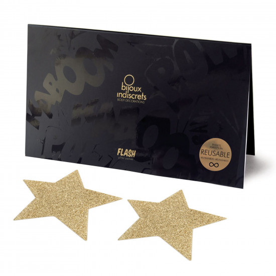 Пестіс - стикини Bijoux Indiscrets - Flash Star Gold, наклейки на соски Пестіс - стикини Bijoux Indiscrets - Flash Star Gold, наклейки на соски