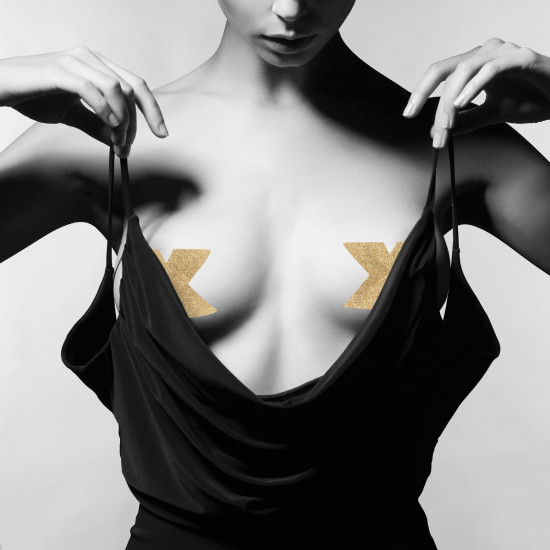 Пестіс - стикини Bijoux Indiscrets - Flash Cross Gold, наклейки на соски Пестіс - стикини Bijoux Indiscrets - Flash Cross Gold, наклейки на соски