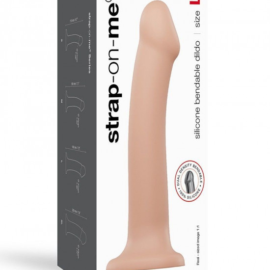 Насадка для страпону Strap-On-Me Dual Density Dildo Flesh L, діаметр 3,7 см, двошарова, гнучкий Насадка для страпону Strap-On-Me Dual Density Dildo Flesh L, діаметр 3,7 см, двошарова, гнучкий
