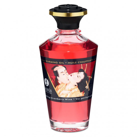 Розігрівальна олія Shunga Aphrodisiac Warming Oil – Sparkling Strawberry Wine (100 мл) без цукру Розігрівальна олія Shunga Aphrodisiac Warming Oil – Sparkling Strawberry Wine (100 мл) без цукру