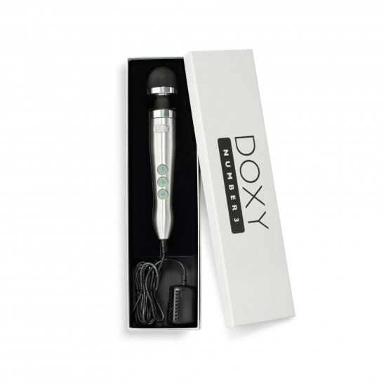 Вибромассажер DOXY Die Cast 3 Silver (Satin), очень мощный, питание 220В, металлический корпус