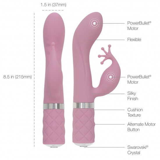 Розкішний вібратор-кролик Pillow Talk - Kinky Pink з кристалом Сваровські, потужний Розкішний вібратор-кролик Pillow Talk - Kinky Pink з кристалом Сваровські, потужний