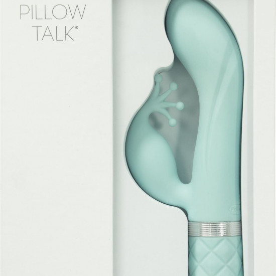Розкішний вібратор-кролик Pillow Talk - Kinky Teal з кристалом Сваровські, потужний Розкішний вібратор-кролик Pillow Talk - Kinky Teal з кристалом Сваровські, потужний
