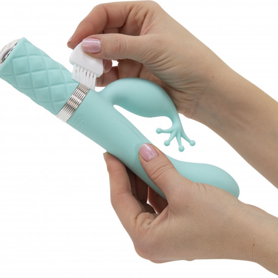 Розкішний вібратор-кролик Pillow Talk - Kinky Teal з кристалом Сваровські, потужний Розкішний вібратор-кролик Pillow Talk - Kinky Teal з кристалом Сваровські, потужний