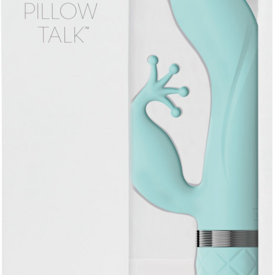 Розкішний вібратор-кролик Pillow Talk - Kinky Teal з кристалом Сваровські, потужний Розкішний вібратор-кролик Pillow Talk - Kinky Teal з кристалом Сваровські, потужний