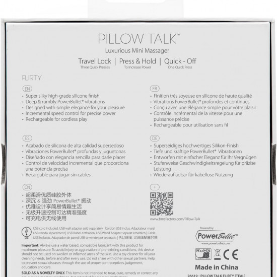 Розкішний вібратор PILLOW TALK - Flirty Teal з кристалом Сваровські, гнучка голівка Розкішний вібратор PILLOW TALK - Flirty Teal з кристалом Сваровські, гнучка голівка