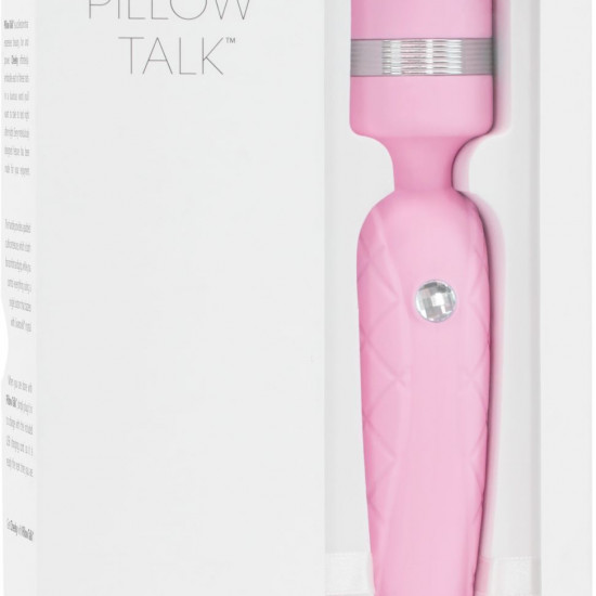 Роскошный вибромассажер PILLOW TALK - Cheeky Pink с кристаллом Swarovsky, плавное повышение мощности