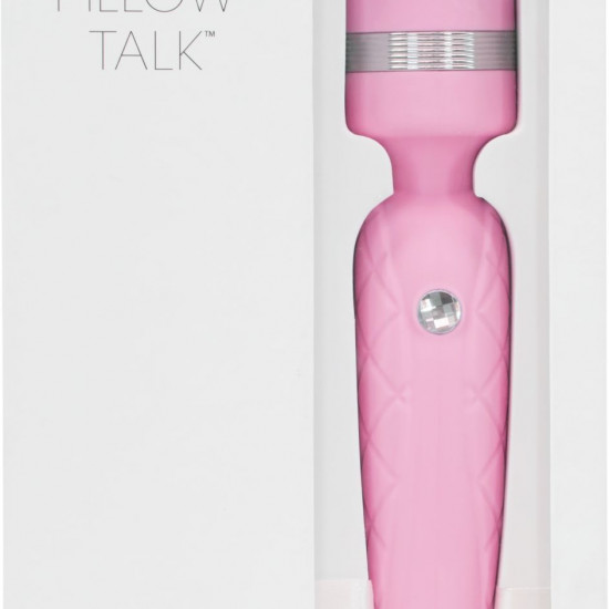 Роскошный вибромассажер PILLOW TALK - Cheeky Pink с кристаллом Swarovsky, плавное повышение мощности