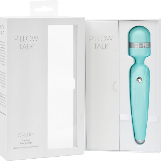 Розкішний вібромасажер PILLOW TALK - Cheeky Teal з кристалом Swarovsky, плавне підвищення потужності Розкішний вібромасажер PILLOW TALK - Cheeky Teal з кристалом Swarovsky, плавне підвищення потужності