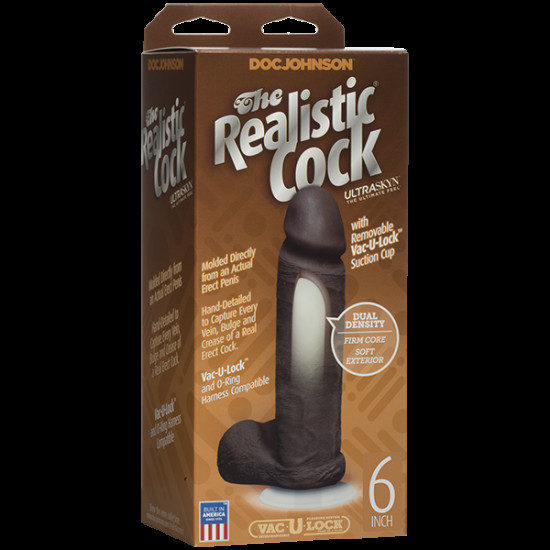 Фалоімітатор Doc Johnson The Realistic Cock 6 inch Black - ULTRASKYN, Vac-U-Lock, діаметр 4,3 см Фалоімітатор Doc Johnson The Realistic Cock 6 inch Black - ULTRASKYN, Vac-U-Lock, діаметр 4,3 см