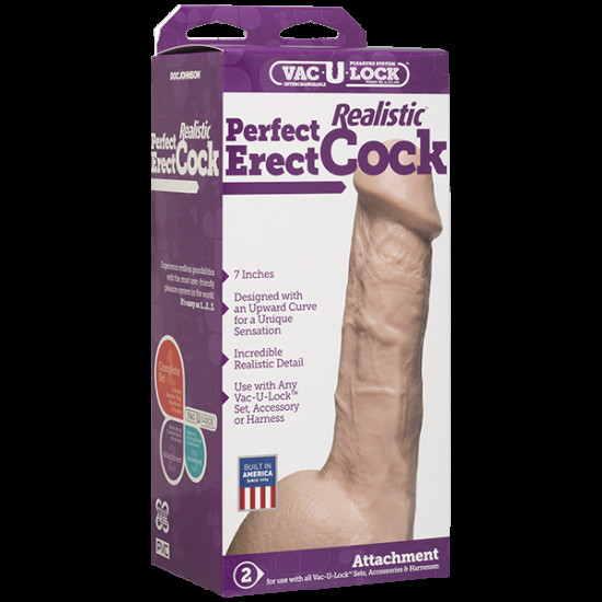 Фалоімітатор Doc Johnson - 7 Inch Perfect Erect Cock, діаметр 3,8см, велика голівка, Vac-U-Lock Фалоімітатор Doc Johnson - 7 Inch Perfect Erect Cock, діаметр 3,8см, велика голівка, Vac-U-Lock