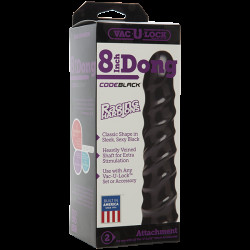 Дилдо Doc Johnson CodeBlack - 8 Inch Raging Vac-U-Lock із стимулювальним рельєфом, діаметр 3,8 см