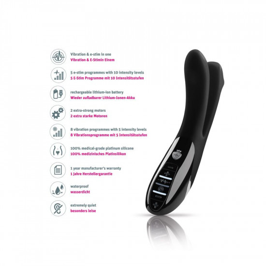 Вибратор двойной с электростимуляцией Mystim Tingling Aparte eStim Black, миостимулятор
